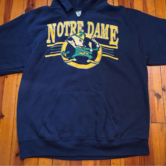 Vintage 90s Notre Dame Hoodie Sweatshirt Made in USA - Picture 3 of 9